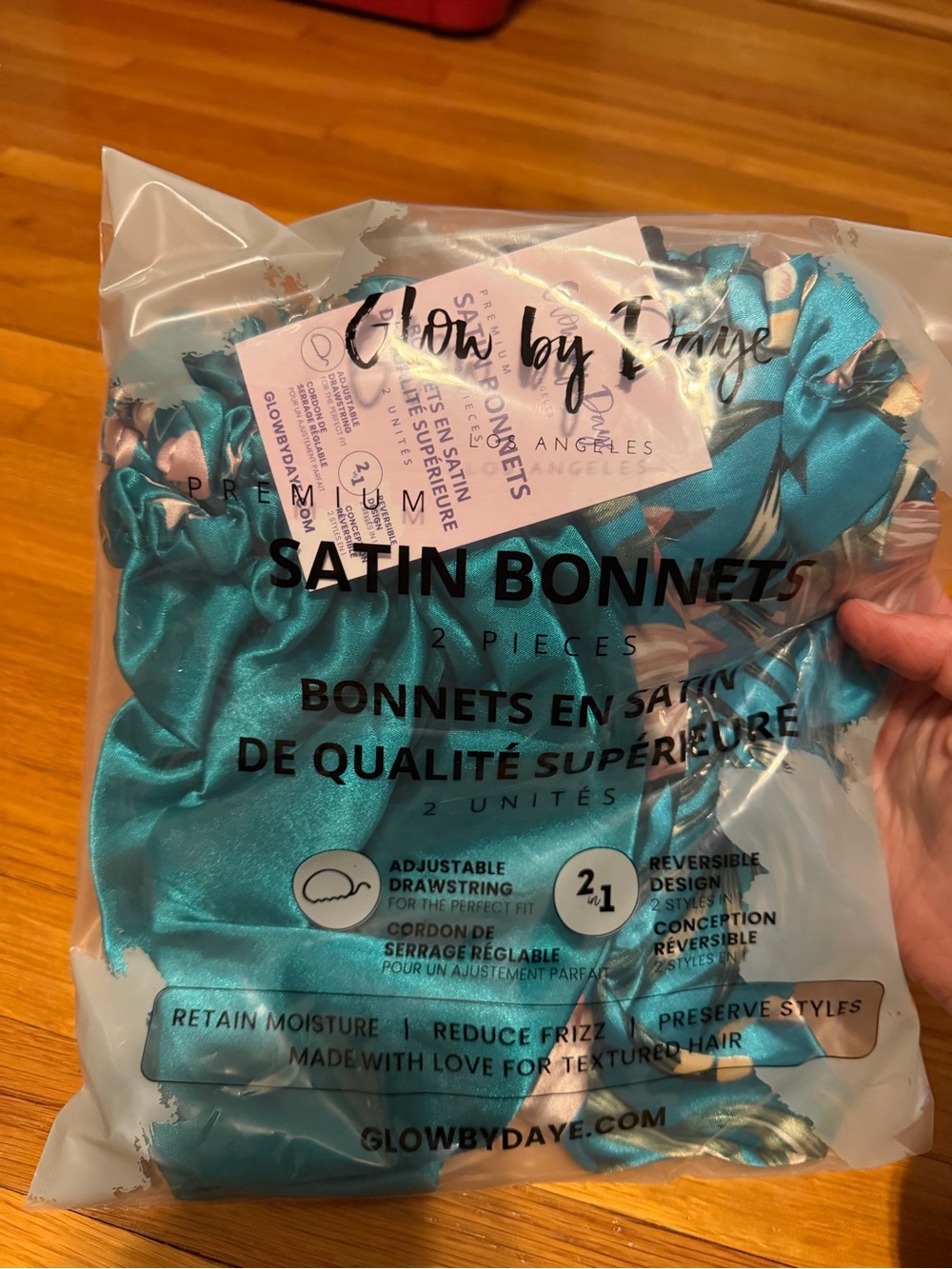 Glow by Daye Satin Bonnets - Teal Blue (2 Pack)
